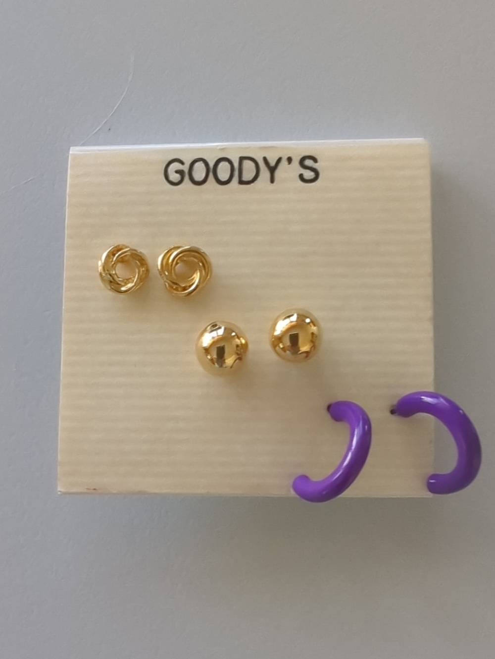 Gold Studs and Purple Hoop Earring Set